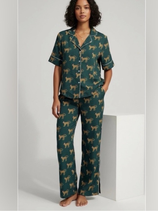 Bouffants And Broken Hearts Other - Bouffants & Broken Hearts Green Leopard Pajama Set, Size S